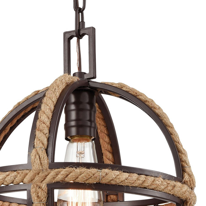 Atlas Lighting Natural Rope 12'' Wide 1Lt Mini Pendant, Bronze