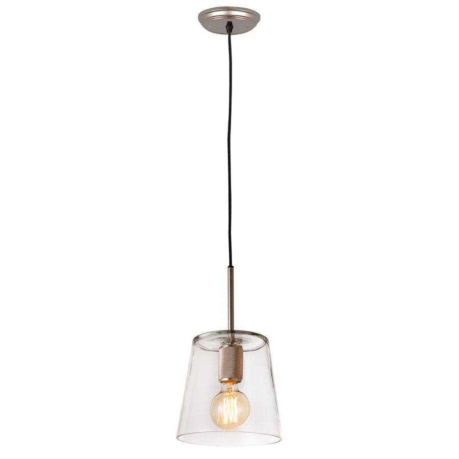 Atlas Lighting Netta 8'' Wide 1Lt Mini Pendant, Satin Nickel/Clear