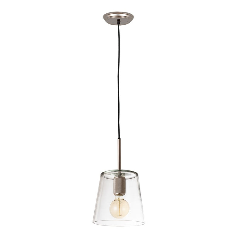 Atlas Lighting Netta 8in 1-Light Mini Pendant | Modern Satin Nickel and Clear Glass | Living Room & Bedroom | 11-81in H | Model CL11653-NK
