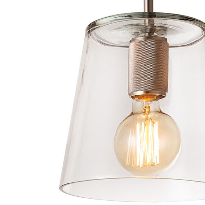 Atlas Lighting Netta 8'' Wide 1Lt Mini Pendant, Satin Nickel/Clear