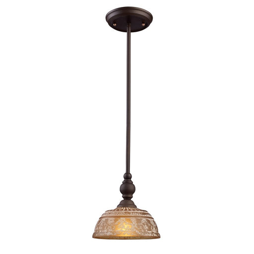 Atlas Lighting Norwich 8''W 1Lt Mini Pendant, Oiled Bronze/Amber