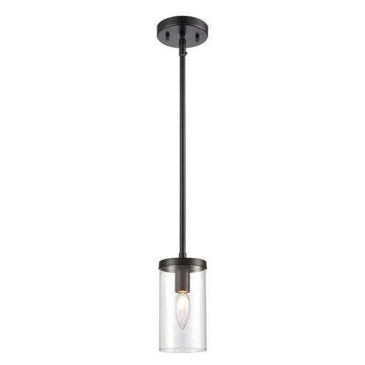 Atlas Lighting Oakland 4'' Wide 1Lt Mini Pendant, Black/Clear