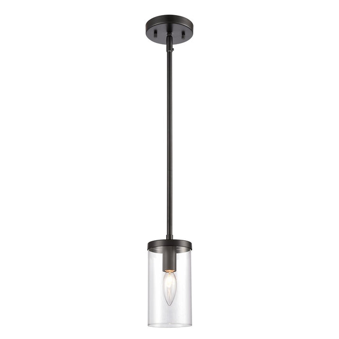 Atlas Lighting Oakland 4'' Wide 1Lt Mini Pendant, Black/Clear