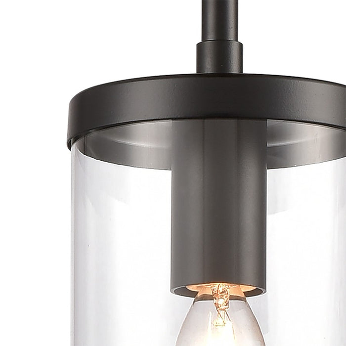 Atlas Lighting Oakland 4'' Wide 1Lt Mini Pendant, Black/Clear