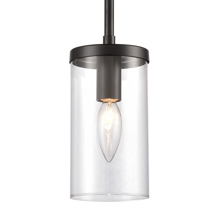Atlas Lighting Oakland 4'' Wide 1Lt Mini Pendant, Black/Clear