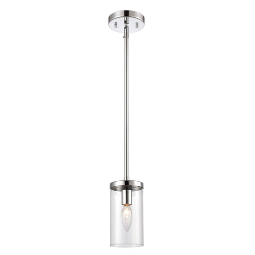 Atlas Lighting Oakland 4'' Wide 1Lt Mini Pendant, Chrome/Clear
