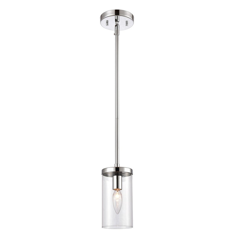 Atlas Lighting Oakland 4in 1-Light Mini Pendant | Modern Chrome and Clear Glass | Kitchen Island & Dining Room | 4 x 4 x 8 in | Model CL11655-CH