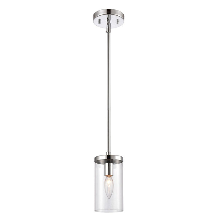 Atlas Lighting Oakland 4'' Wide 1Lt Mini Pendant, Chrome/Clear