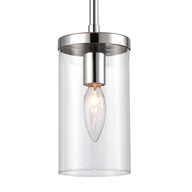 Atlas Lighting Oakland 4in 1-Light Mini Pendant | Modern Chrome and Clear Glass | Kitchen Island & Dining Room | 4 x 4 x 8 in | Model CL11655-CH