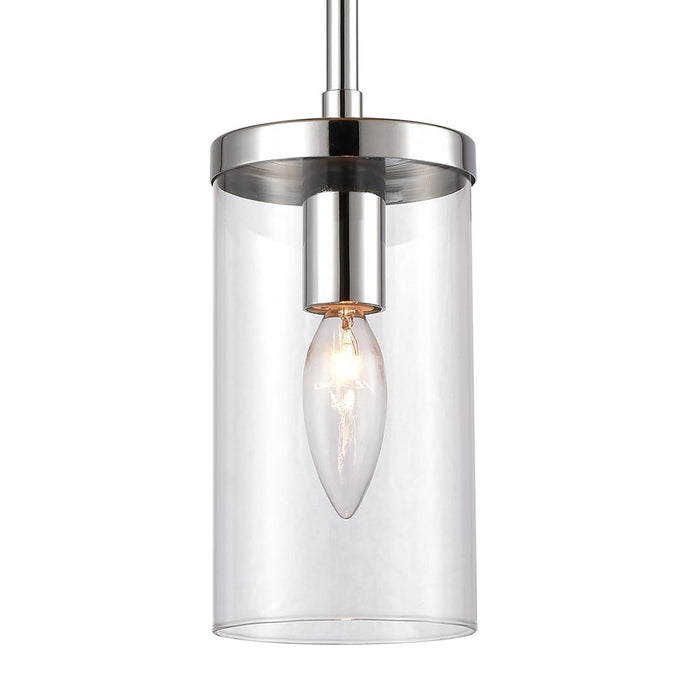 Atlas Lighting Oakland 4'' Wide 1Lt Mini Pendant, Chrome/Clear