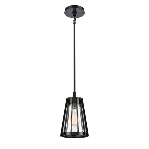 Atlas Lighting Open Louvers 6.75''W 1Lt Mini Pendant, Black/Clear