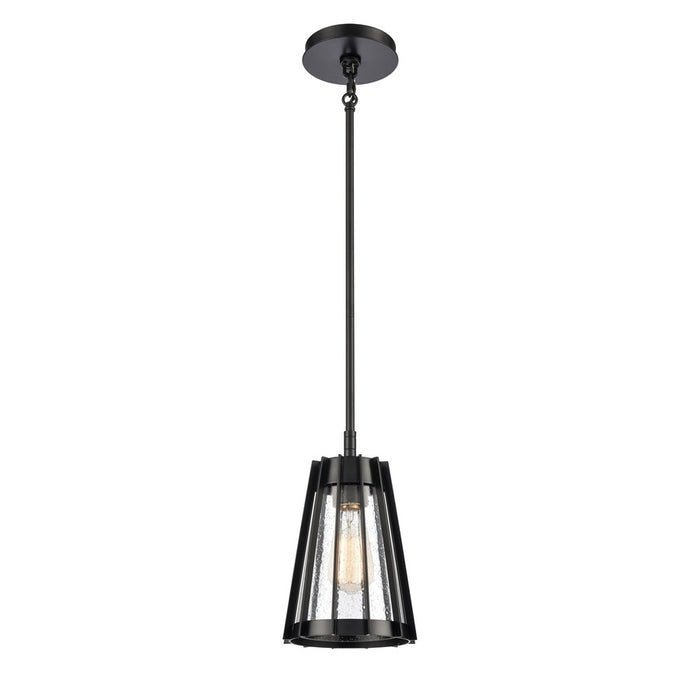 Atlas Lighting Open Louvers 6.75''W 1Lt Mini Pendant, Black/Clear