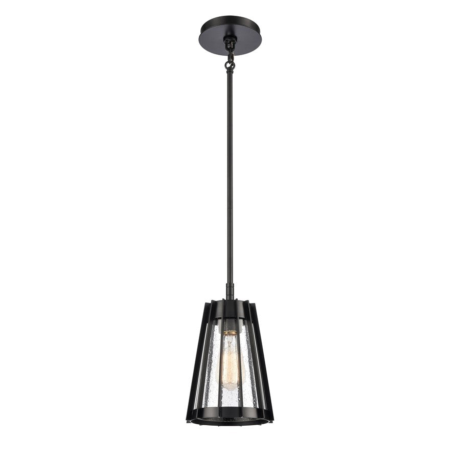 Atlas Lighting Open Louvers 6.75''W 1Lt Mini Pendant, Black/Clear