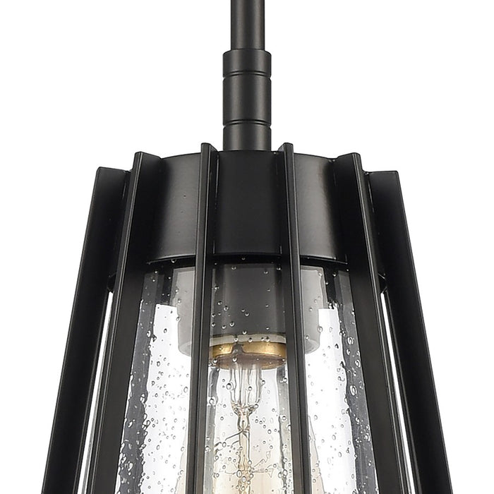 Atlas Lighting Open Louvers 6.75''W 1Lt Mini Pendant, Black/Clear