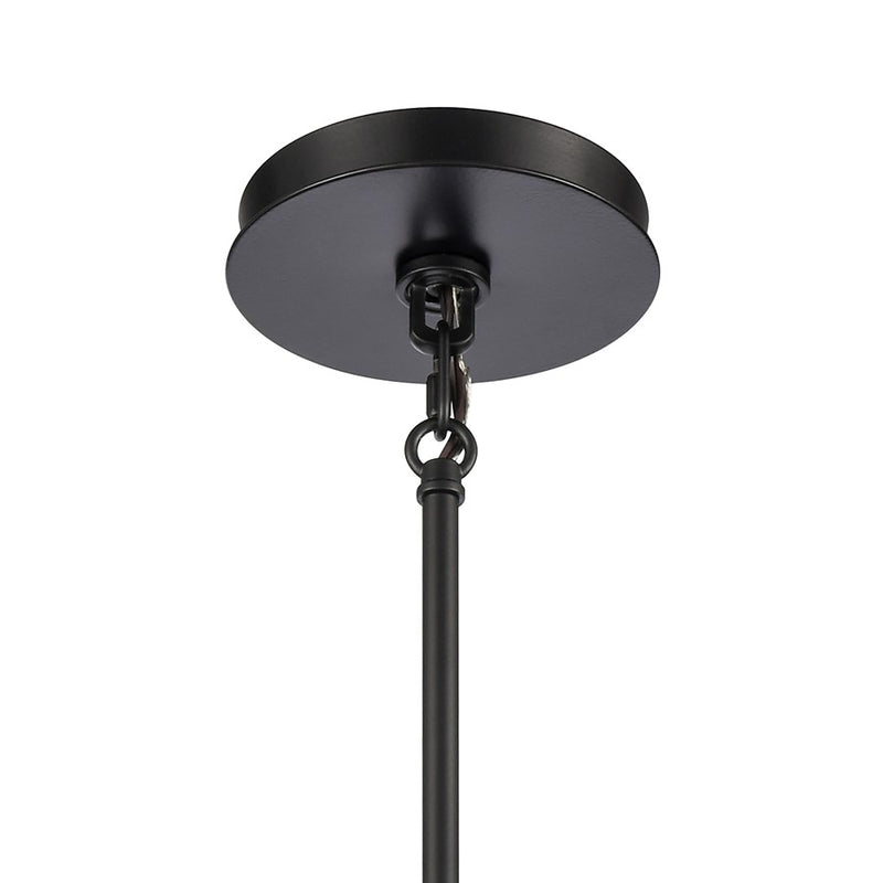 Atlas Lighting Open Louvers 6.75in 1-Light Mini Pendant | Modern Matte Black and Clear Seeded Glass | Kitchen Island & Dining Room | Model CL11656-BK