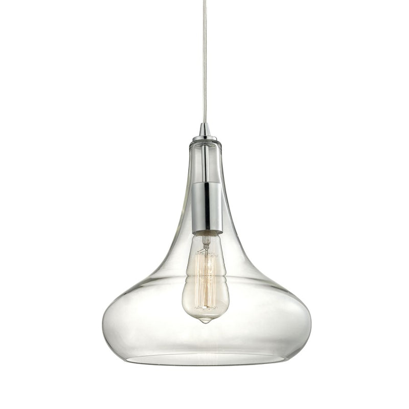 Atlas Lighting Orbital 10in 1-Light Pendant | Modern Polished Chrome and Clear Glass | Kitchen Island & Dining Room | Model CL11657-CH
