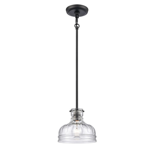 Atlas Lighting Orinoco 8'' Wide 1Lt Mini Pendant, Matte Black/Clear