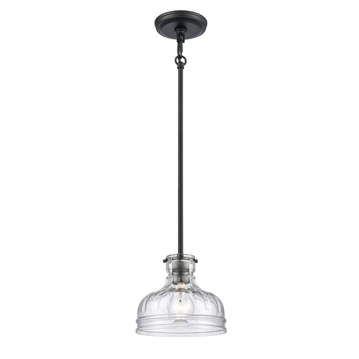 Atlas Lighting Orinoco 8'' Wide 1Lt Mini Pendant, Matte Black/Clear