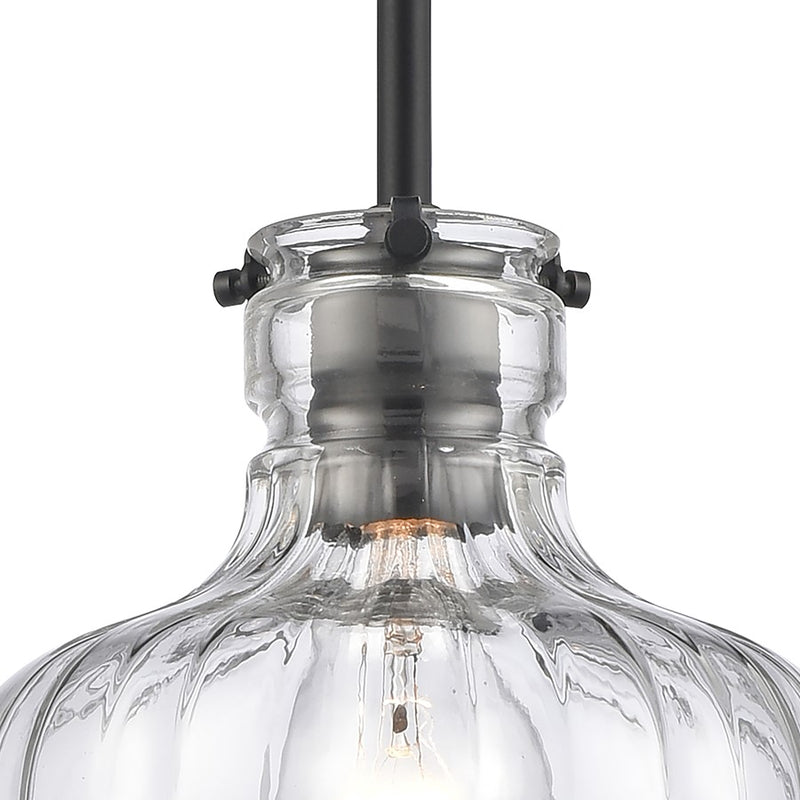 Atlas Lighting Orinoco 8'' Wide 1Lt Mini Pendant, Matte Black/Clear