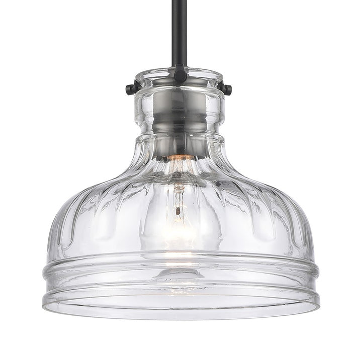Atlas Lighting Orinoco 8'' Wide 1Lt Mini Pendant, Matte Black/Clear
