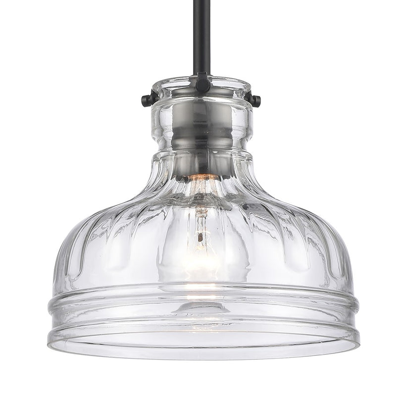 Atlas Lighting Orinoco 8in 1-Light Mini Pendant | Traditional Matte Black and Clear Glass | Kitchen Island & Dining Room | Model CL11658-BK
