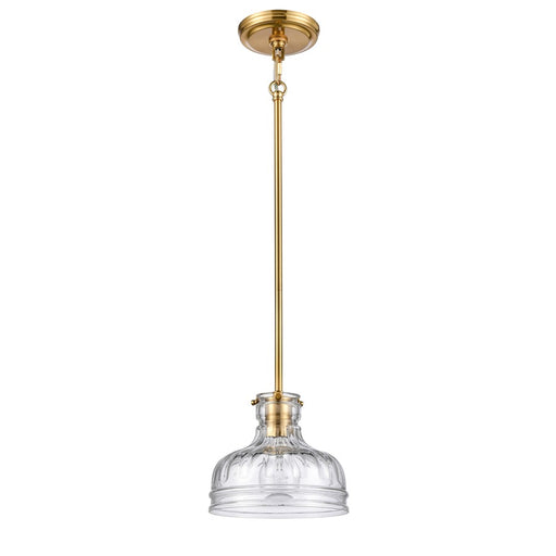 Atlas Lighting Orinoco 8'' Wide 1Lt Mini Pendant, Satin Brass/Clear