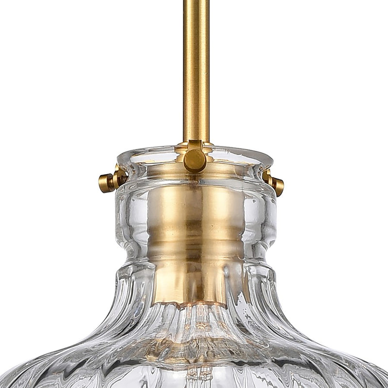 Atlas Lighting Orinoco 8'' Wide 1Lt Mini Pendant, Satin Brass/Clear