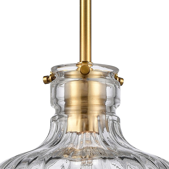 Atlas Lighting Orinoco 8'' Wide 1Lt Mini Pendant, Satin Brass/Clear