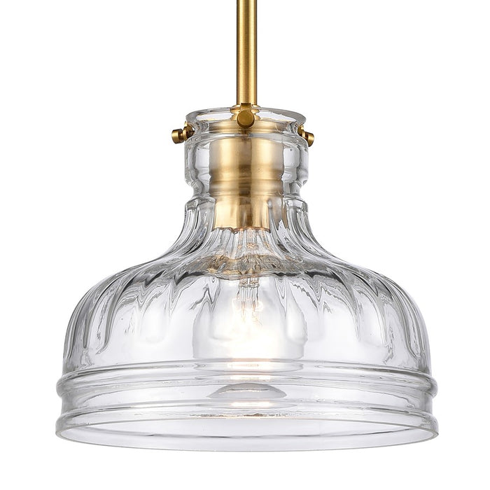 Atlas Lighting Orinoco 8'' Wide 1Lt Mini Pendant, Satin Brass/Clear