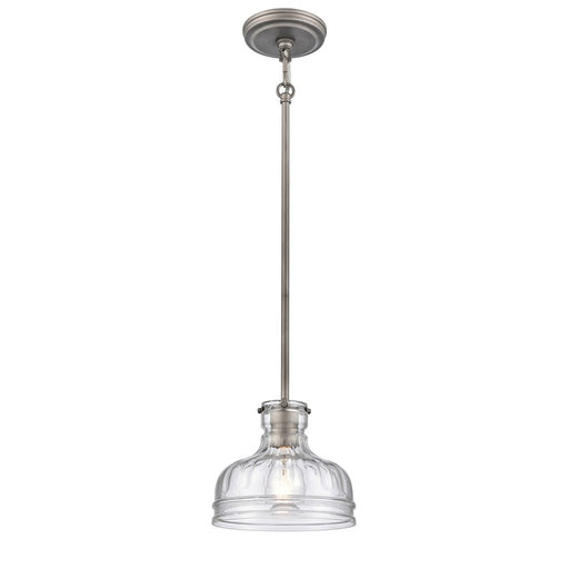 Atlas Lighting Orinoco 8'' Wide 1Lt Mini Pendant, Zinc/Clear