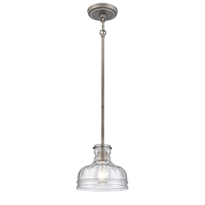 Atlas Lighting Orinoco 8'' Wide 1Lt Mini Pendant, Zinc/Clear