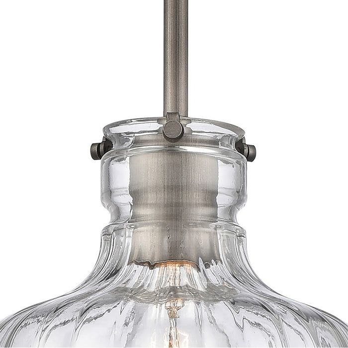 Atlas Lighting Orinoco 8'' Wide 1Lt Mini Pendant, Zinc/Clear