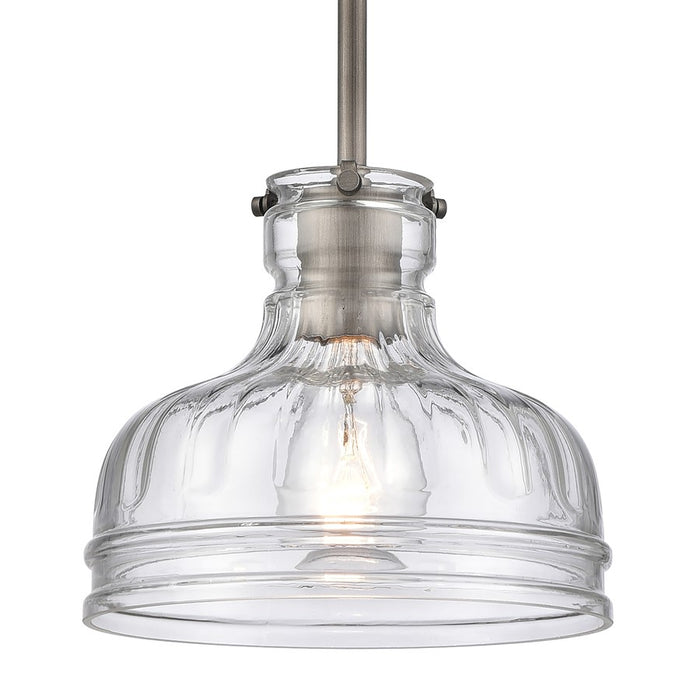 Atlas Lighting Orinoco 8'' Wide 1Lt Mini Pendant, Zinc/Clear