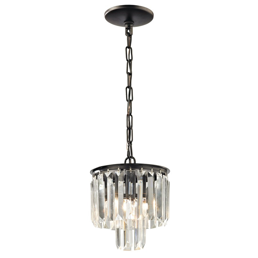 Atlas Lighting Palacial 9" Wide 1Lt Mini Pendant, Bronze/Clear