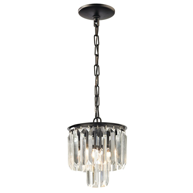 Atlas Lighting Palacial 8in 1-Light Mini Pendant | Traditional Oil Rubbed Bronze and Clear Crystal | Kitchen Island & Dining Room | Model CL11660-BZ