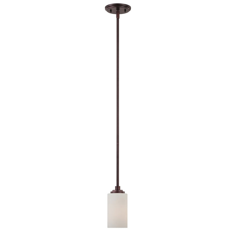 Atlas Lighting Pittman 5in 1-Light Mini Pendant | Transitional Sienna Bronze and White Glass | Kitchen Island & Dining Room | Model CL11663-BZ
