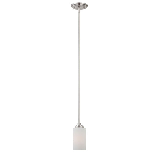 Atlas Lighting Pittman 5'' Wide 1Lt Mini Pendant, Nickel/White