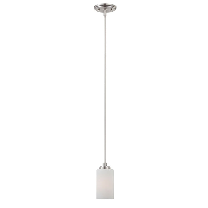 Atlas Lighting Pittman 5'' Wide 1Lt Mini Pendant, Nickel/White