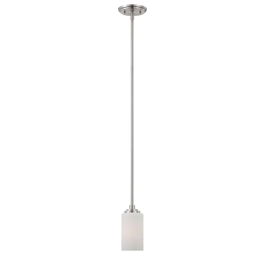 Atlas Lighting Pittman 5'' Wide 1Lt Mini Pendant, Nickel/White