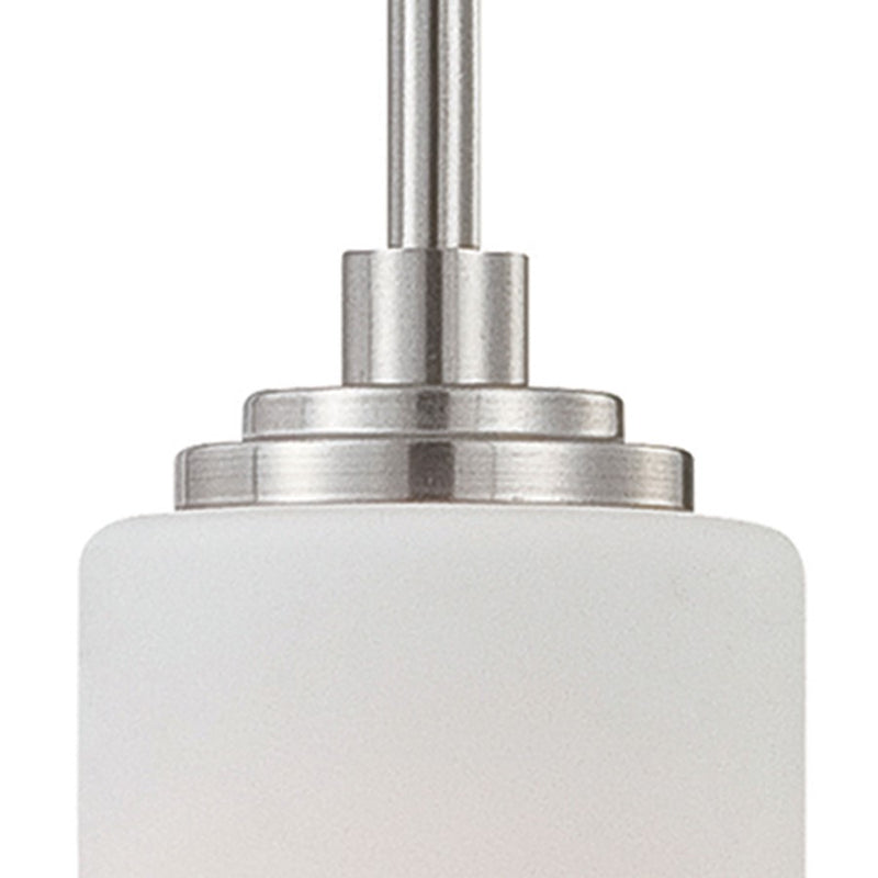 Atlas Lighting Pittman 5in 1-Light Mini Pendant | Transitional Brushed Nickel and White Frosted Glass | Kitchen Island & Dining | Model CL11663-NK