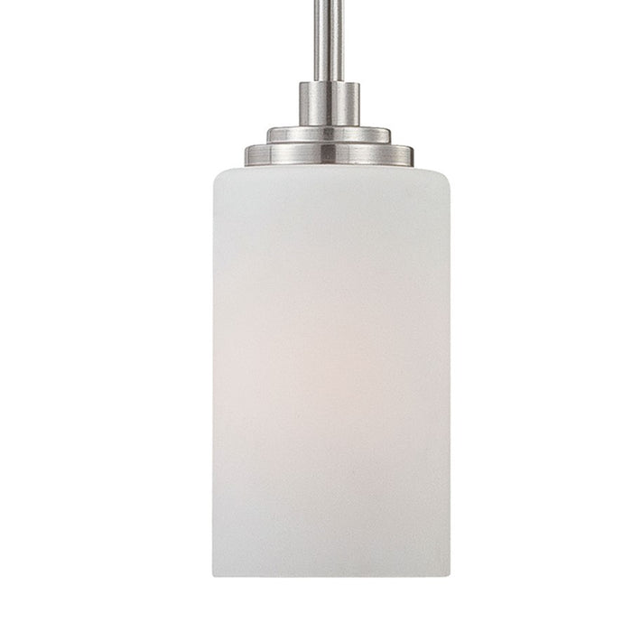 Atlas Lighting Pittman 5'' Wide 1Lt Mini Pendant, Nickel/White