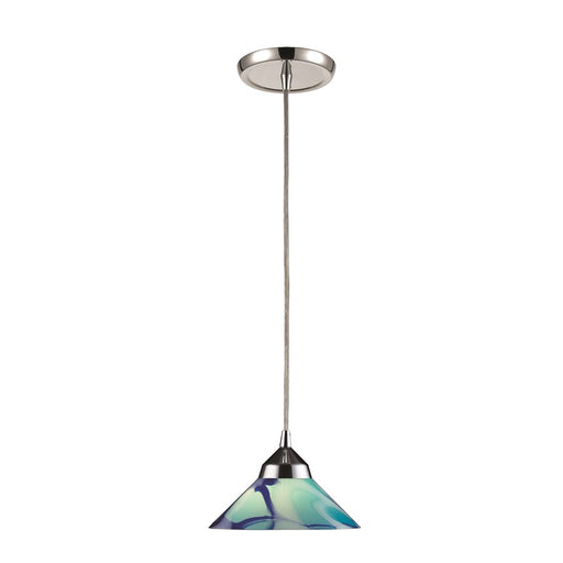 Atlas Lighting Refraction 7'' Wide 1Lt Pendant, Chrome/Caribbean