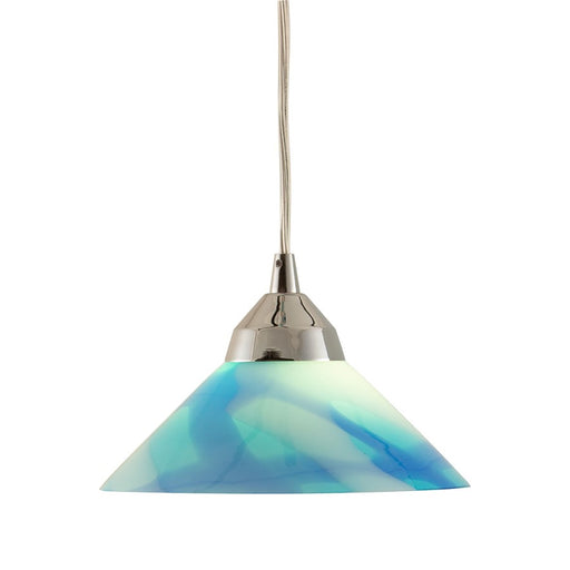 Atlas Lighting Refraction 7'' Wide 1Lt Pendant, Chrome/Caribbean