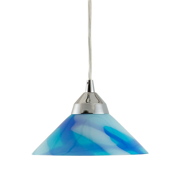 Atlas Lighting Refraction 7'' Wide 1Lt Pendant, Chrome/Caribbean