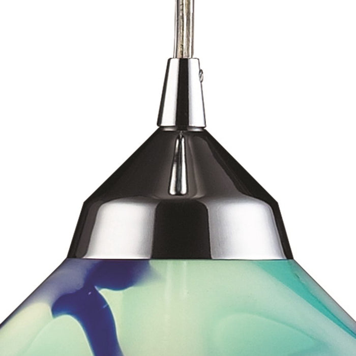 Atlas Lighting Refraction 7'' Wide 1Lt Pendant, Chrome/Caribbean