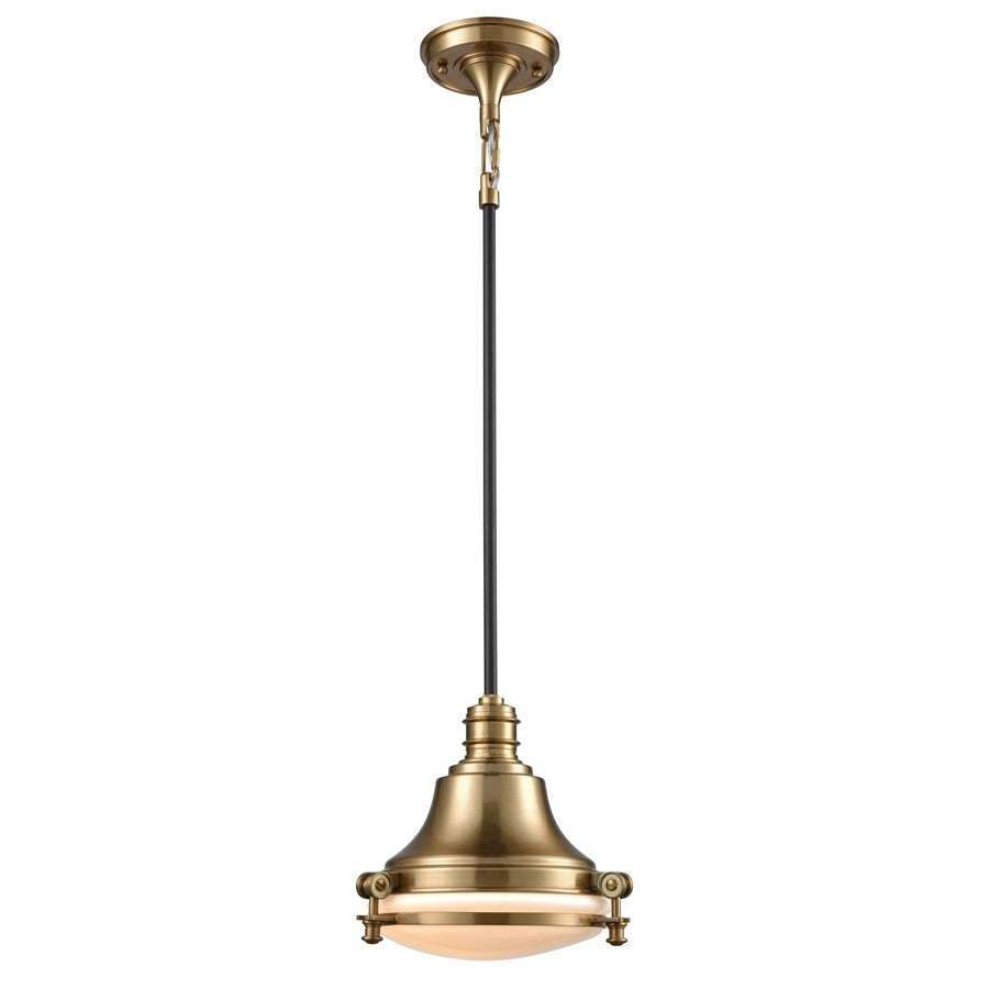 Atlas Lighting Riley 10'' Wide 1Lt Mini Pendant, Satin Brass/White