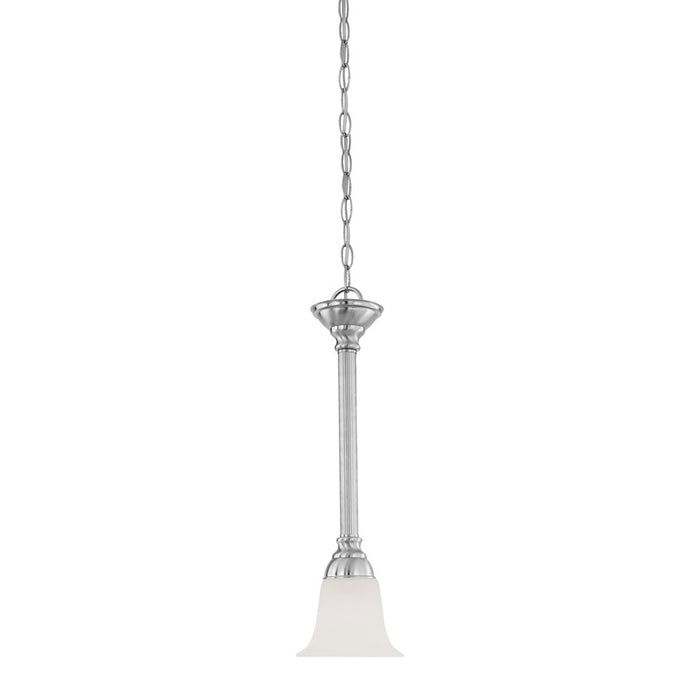 Atlas Lighting Riva 6'' Wide 1Lt Mini Pendant, Brushed Nickel/White