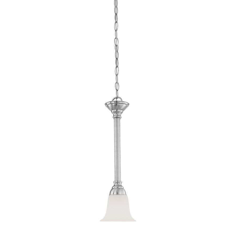 Atlas Lighting Riva 6'' Wide 1Lt Mini Pendant, Brushed Nickel/White