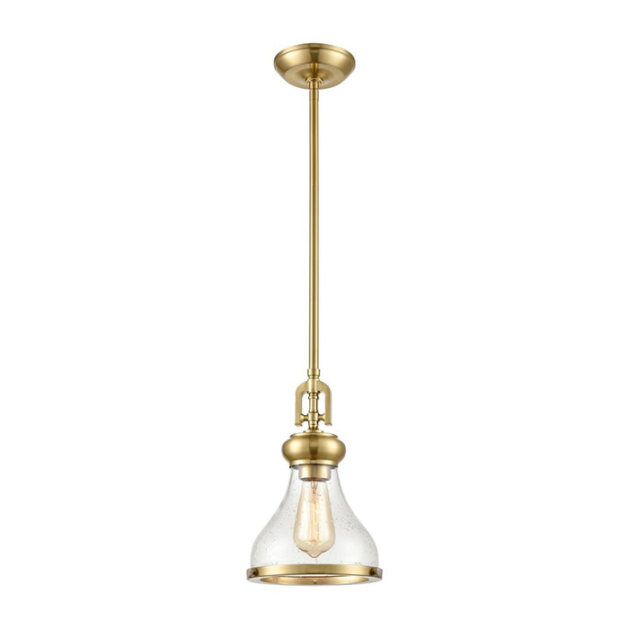 Atlas Lighting Rutherford 8.5'' Wide 1Lt Mini Pendant, Brass/Clear