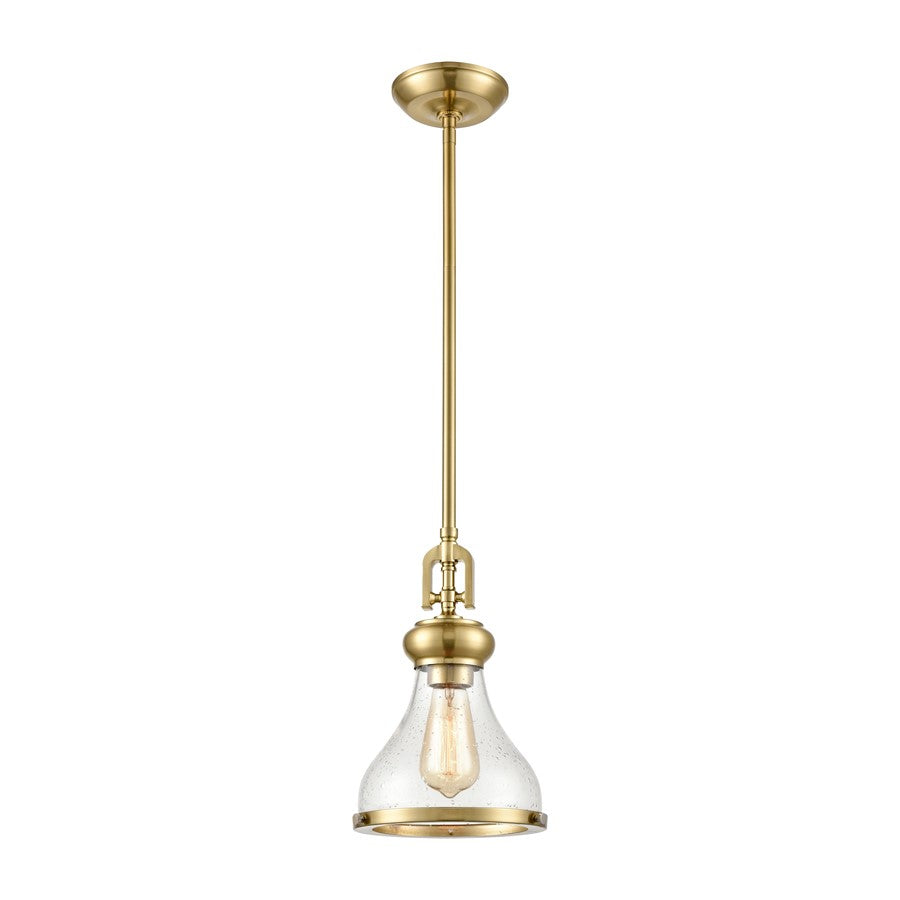 Atlas Lighting Rutherford 8.5'' Wide 1Lt Mini Pendant, Brass/Clear